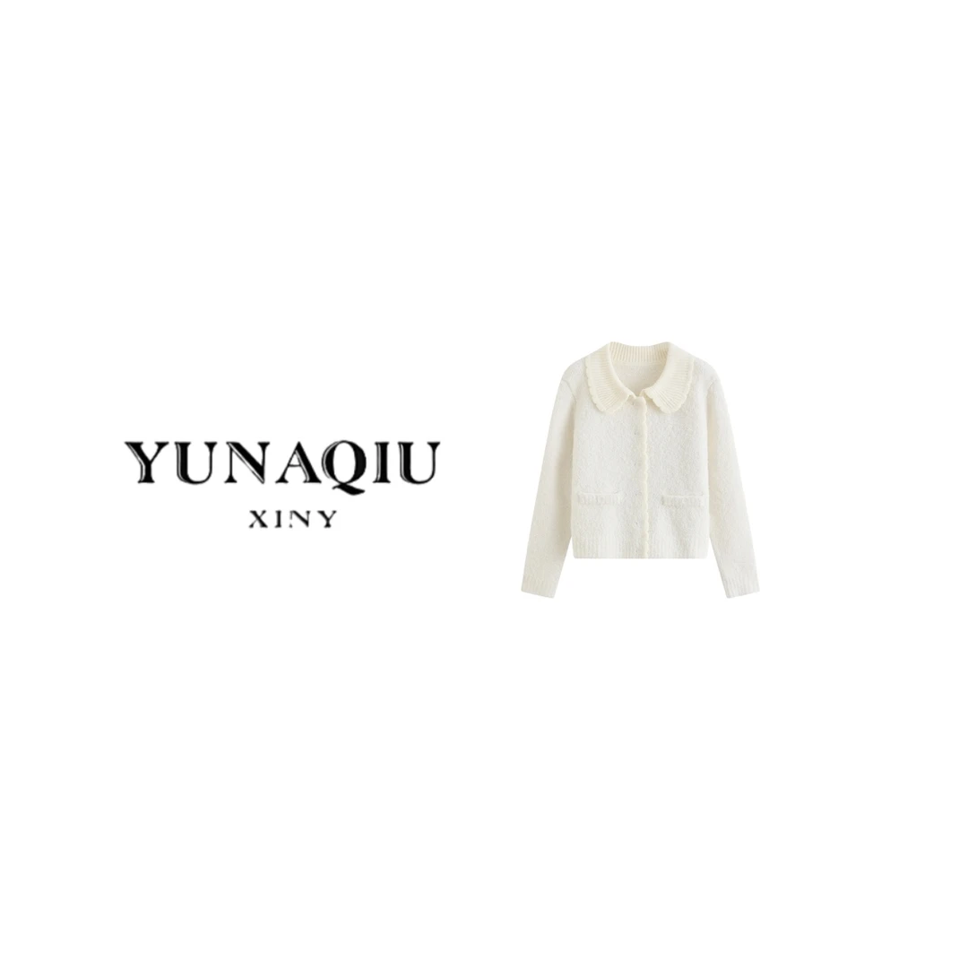 YUNAQIU 网红针织时尚翻领秋冬外套-9662