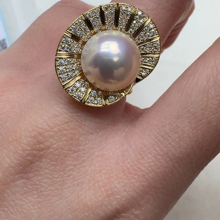 拼合珍珠（马贝珠）戒圈18K金镶嵌