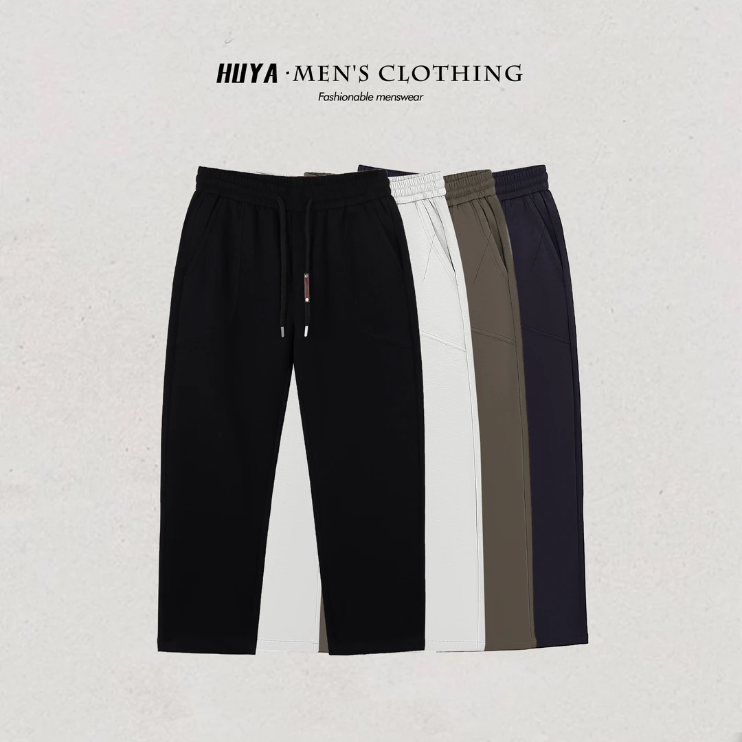 虎牙兄弟男士休闲裤2025秋季户外运动休闲松紧腰弹力直筒裤L2583