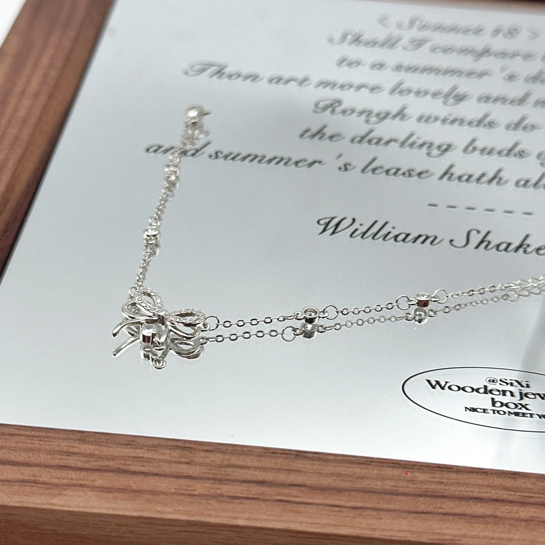 吊坠足银 蝴蝶结9999银项链轻奢小众高级感时尚百搭个性潮流清新