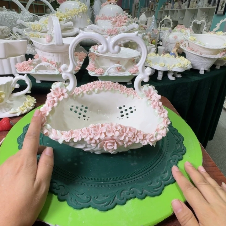 重工捏花提篮餐盘水果蛋糕