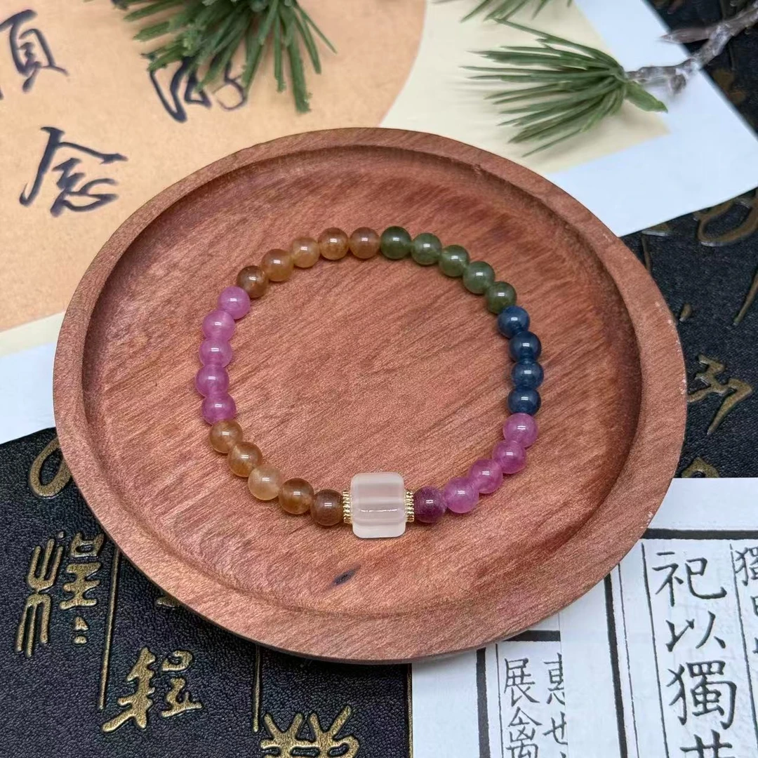天然水晶碧玺色配方糖玛瑙手链多样性发一BX60590