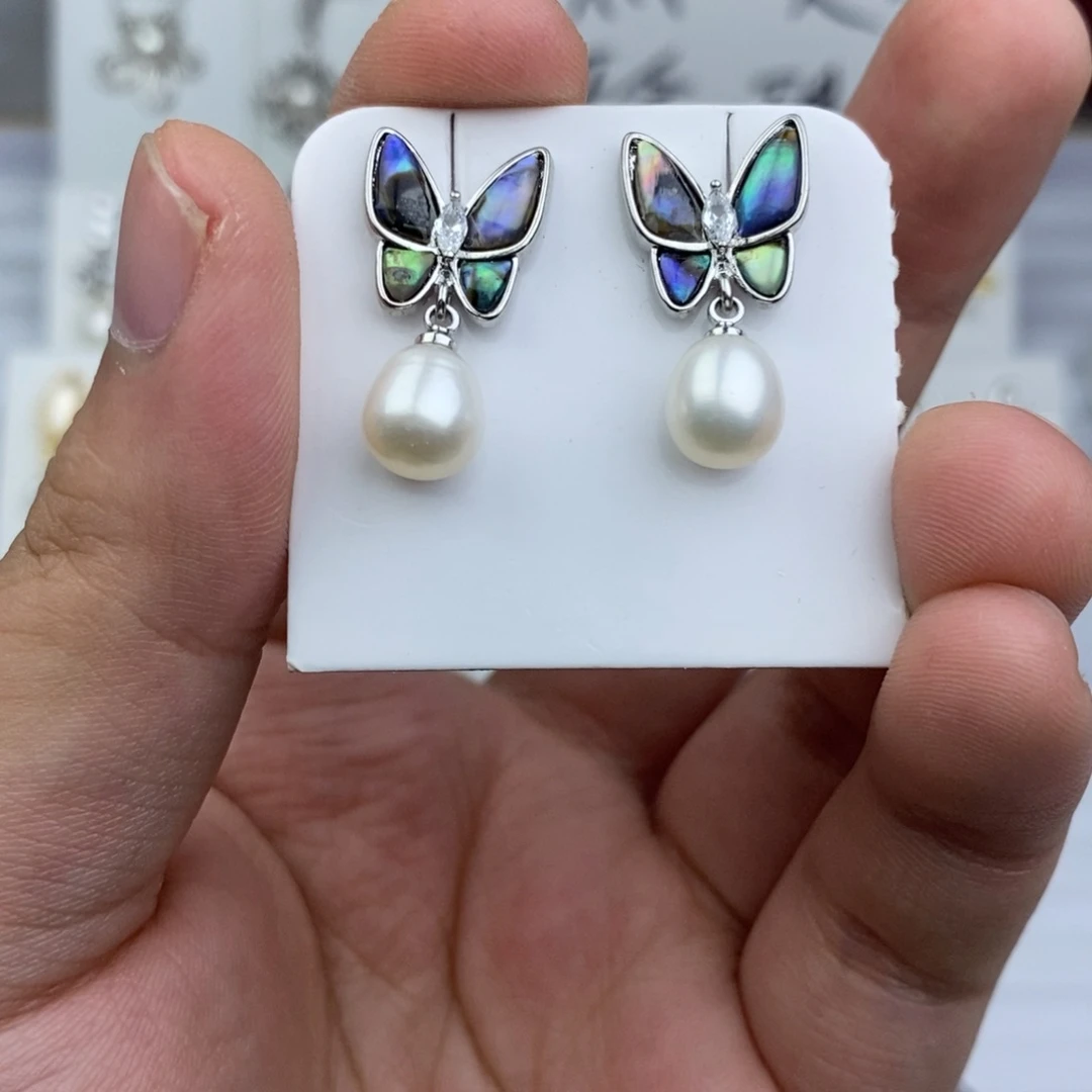 淡水珍珠耳饰银S925镶嵌