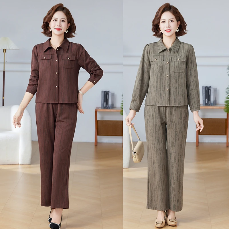 妈妈春秋季新款两件套中老年女装新中式国风高贵时尚减龄显瘦套装