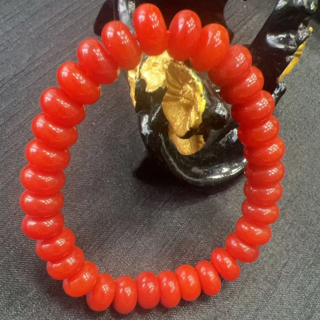 天然正红玛瑙算盘珠1.0手串