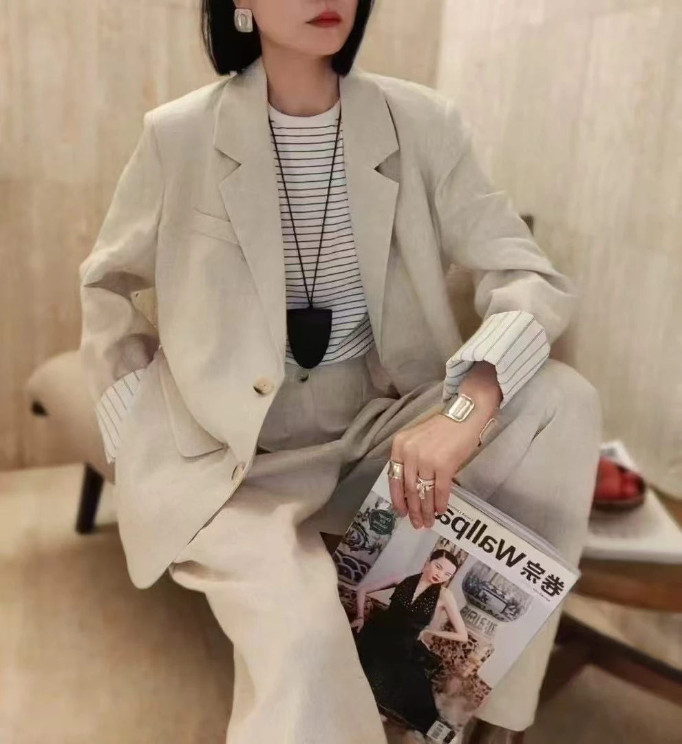 通勤单排扣长袖纯色宽松型西装简约网红宽松时尚韩版春季