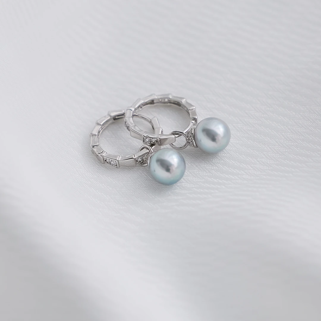 【LNDI】S925银海水真多麻珍珠耳扣8-9MM