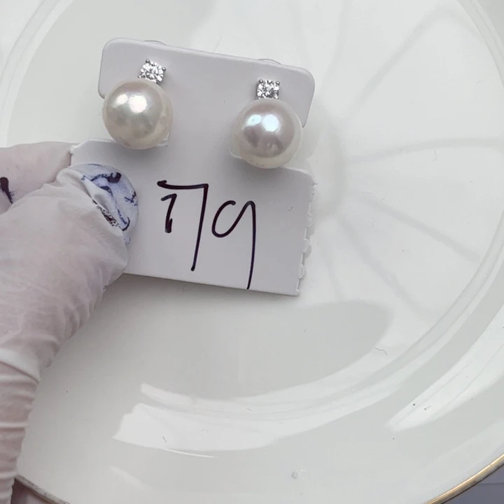 淡水珍珠耳饰银S925镶嵌