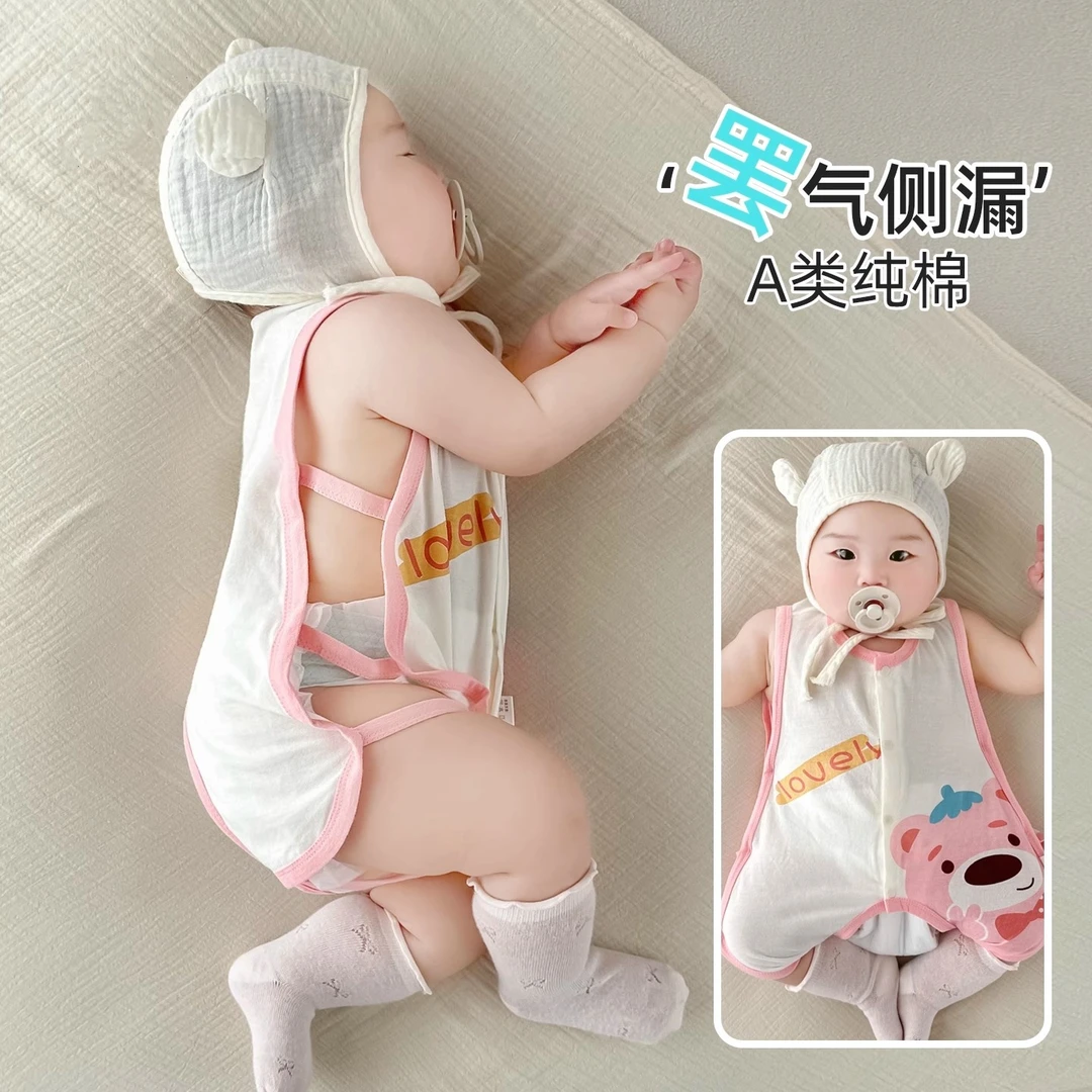 婴儿琵琶衣夏季薄款连体衣服新生儿睡衣男女宝宝无袖背心哈衣夏天