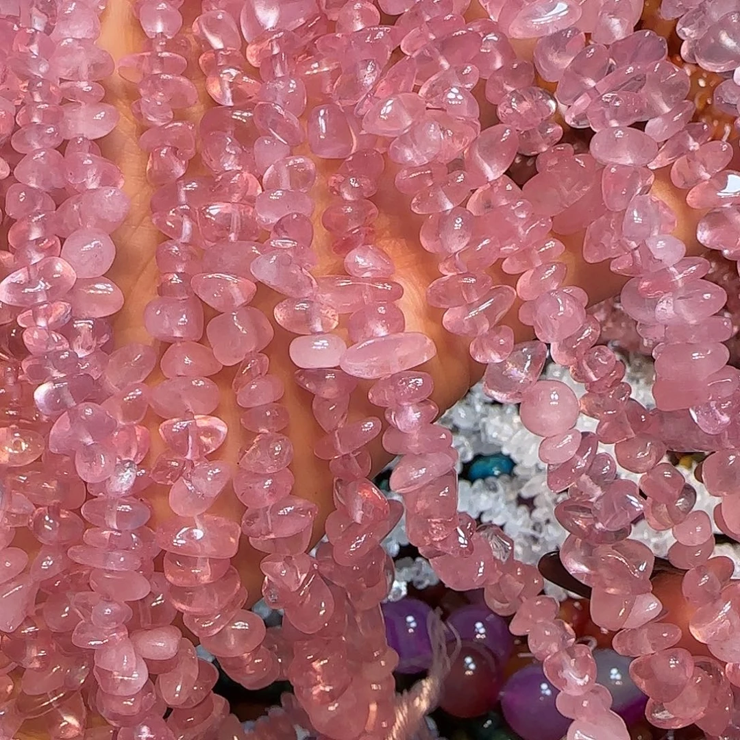 玛瑙/玉髓未镶嵌珠宝半成品天然粉晶绕手4