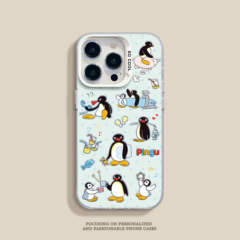 12promax适用16pm手机壳iPhone14pro硬苹果13p卡通动画企鹅15plus