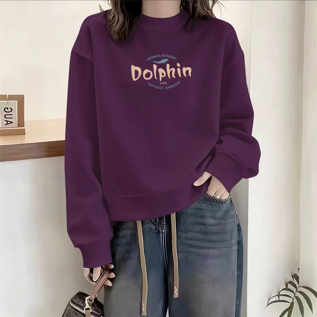 圆领卫衣女秋冬新款宽松大码胖mm加绒上衣休闲洋气减龄小个子外套