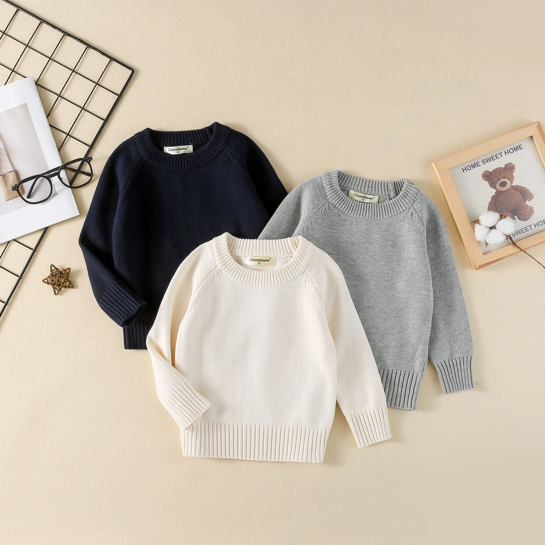 闭眼入~2025秋新款儿童宽松保暖毛衣韩版男女宝宝复古套头针织衫