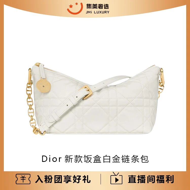 99新 DIOR/迪奥 Dior新款饭盒白金链条时尚包/AM3175