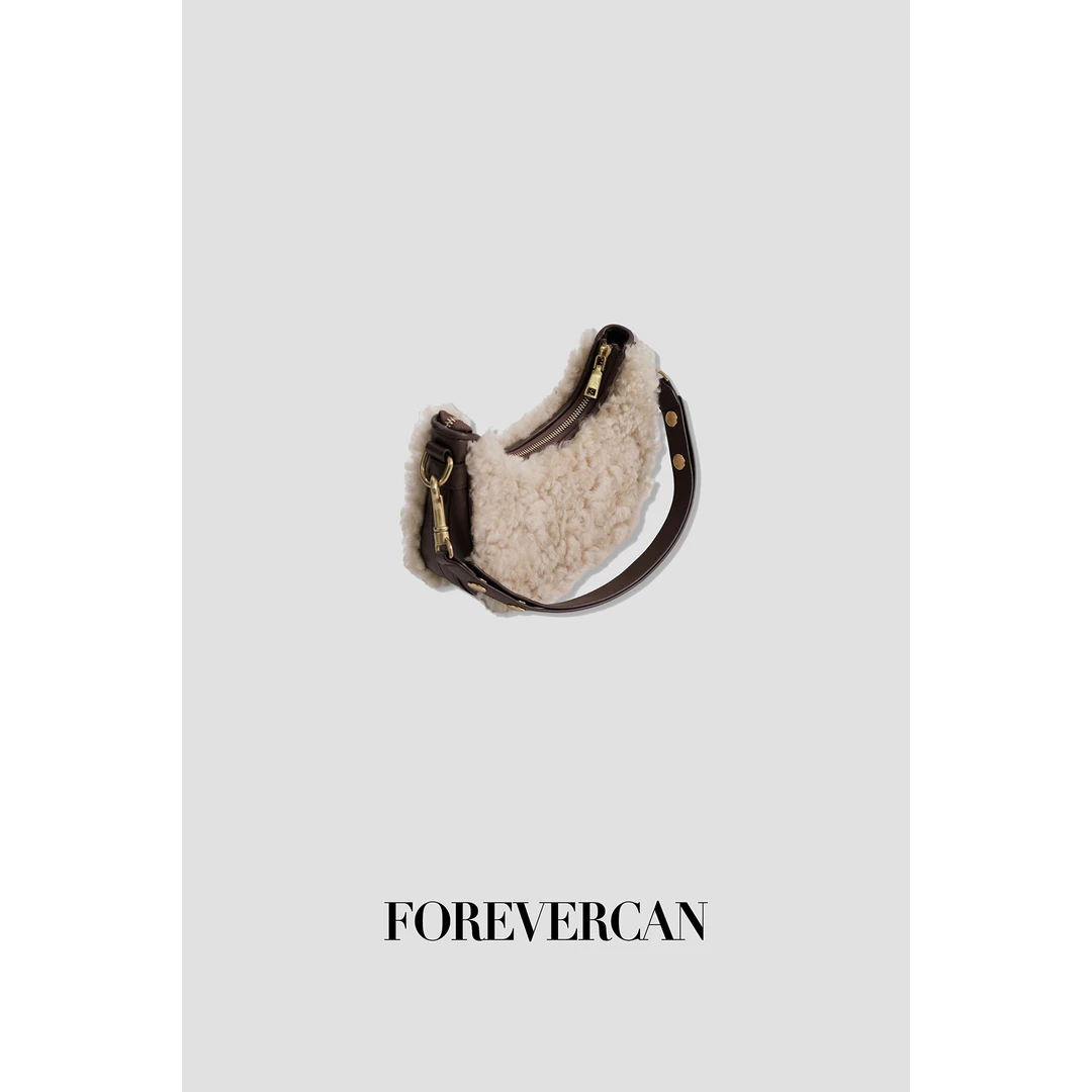 FOREVERCAN【新品彩蛋】牛皮拼羊毛毛包包SS25163