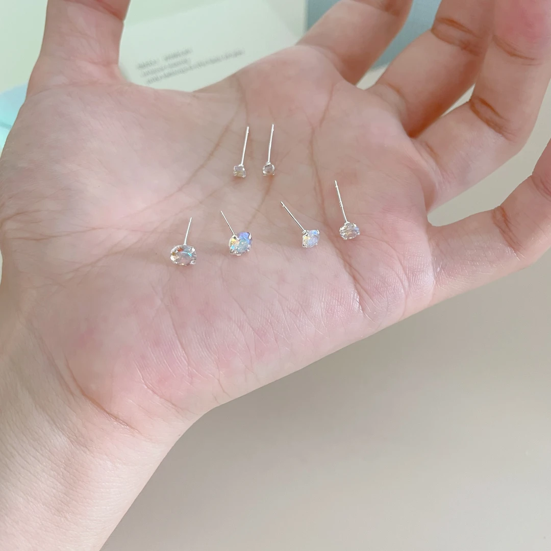 铜合金耳饰 D2299 S925银针幻彩锆石耳钉女养耳洞气质百搭耳饰女