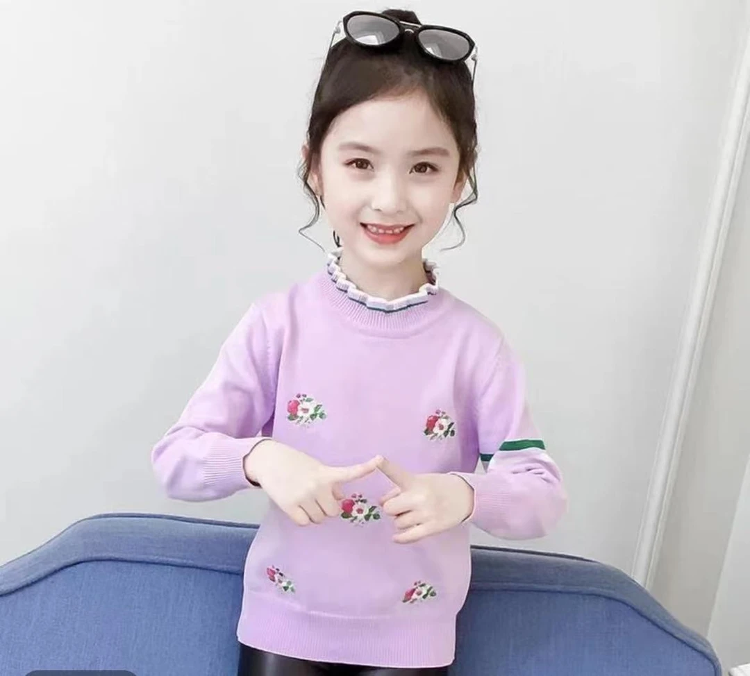 K3【1897】女童毛衣春季胸口小花洋气儿童装针织打底衫针织套头衫
