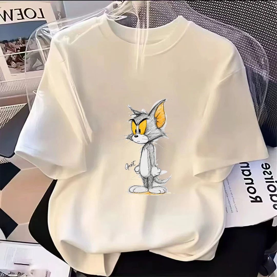 汤姆【宠粉福利】上新女款时尚休闲百搭夏季潮流春夏t恤圆领印花