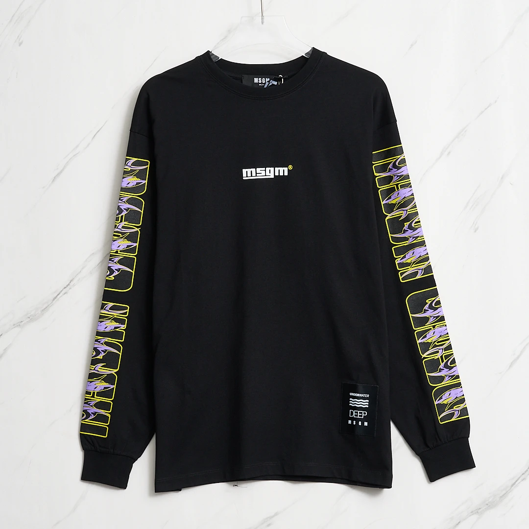 全新未使用/MSGM男士字母印花长袖T恤/MGBU00201