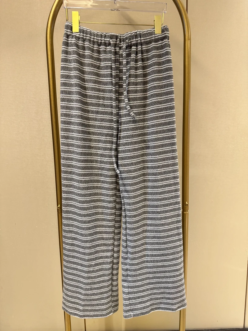 【大促秒杀款】GABBY 小香风糯米裤灰色条纹阔腿休闲裤QC032