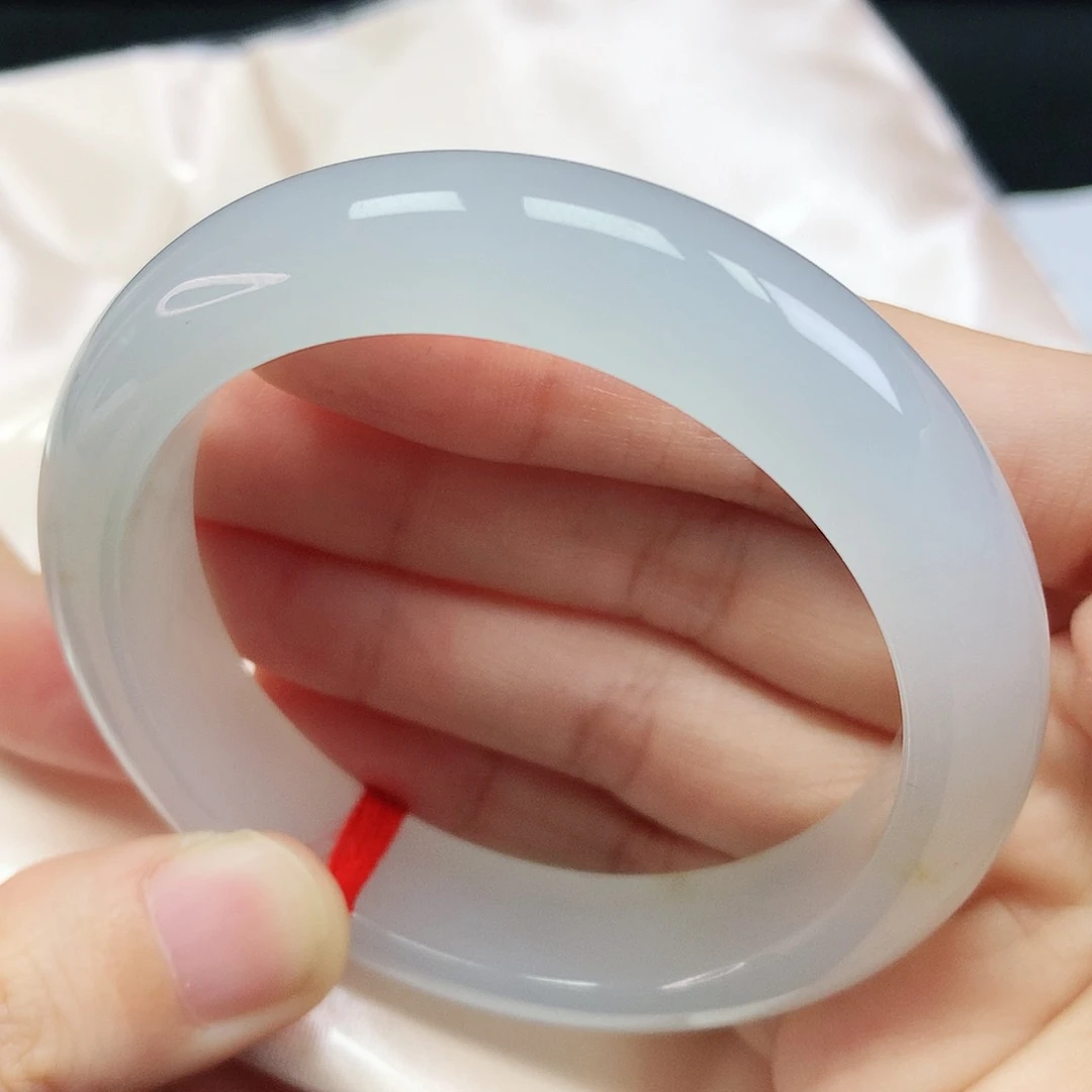 未镶嵌手镯翡翠52.3圈口冰种白月光正圈13