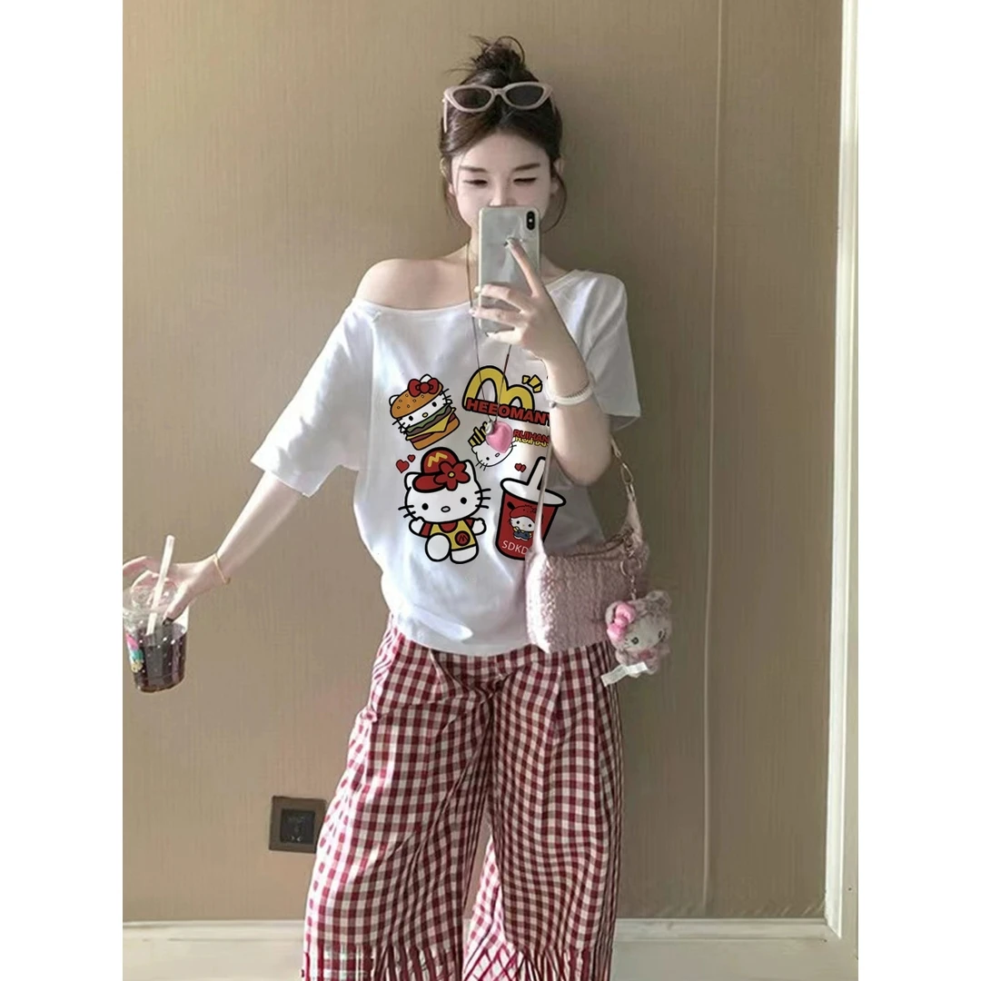 韩版洋气女夏季学生短袖休闲运动服长裤两件套装