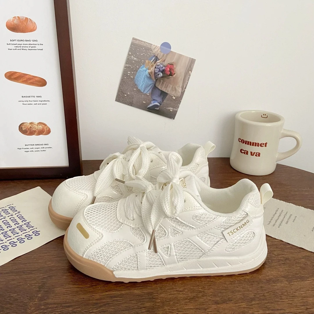 丑萌透网小白鞋女德训2025夏季新款chic小众设计薄款阿甘运动板鞋