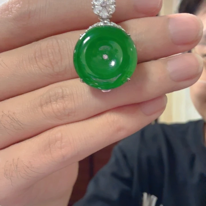 翡翠银S925镶嵌颈饰吊坠