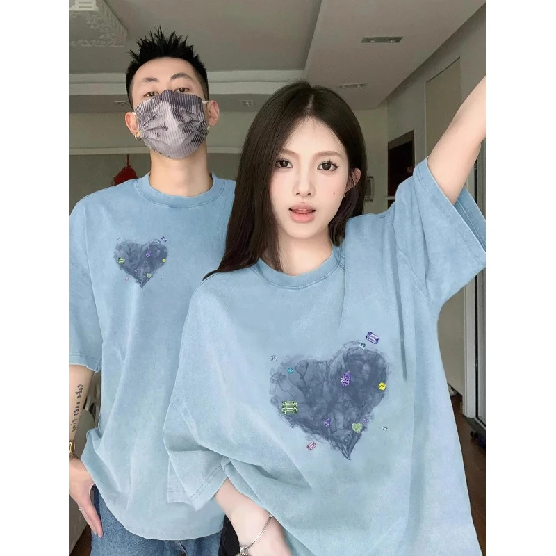 不一样的网红情侣装大码短袖2025新款夏季t恤高级感设计潮牌短袖