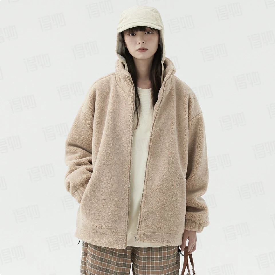 LOVY 基础款纯色加厚羊羔绒保暖宽松厚款夹克 男女同款 情侣款