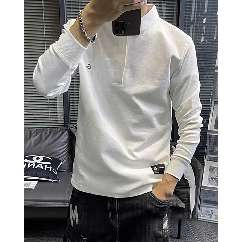 仓石一树亨利领长袖男装秋冬加绒卫衣男士百搭亨利衫潮流休闲上衣