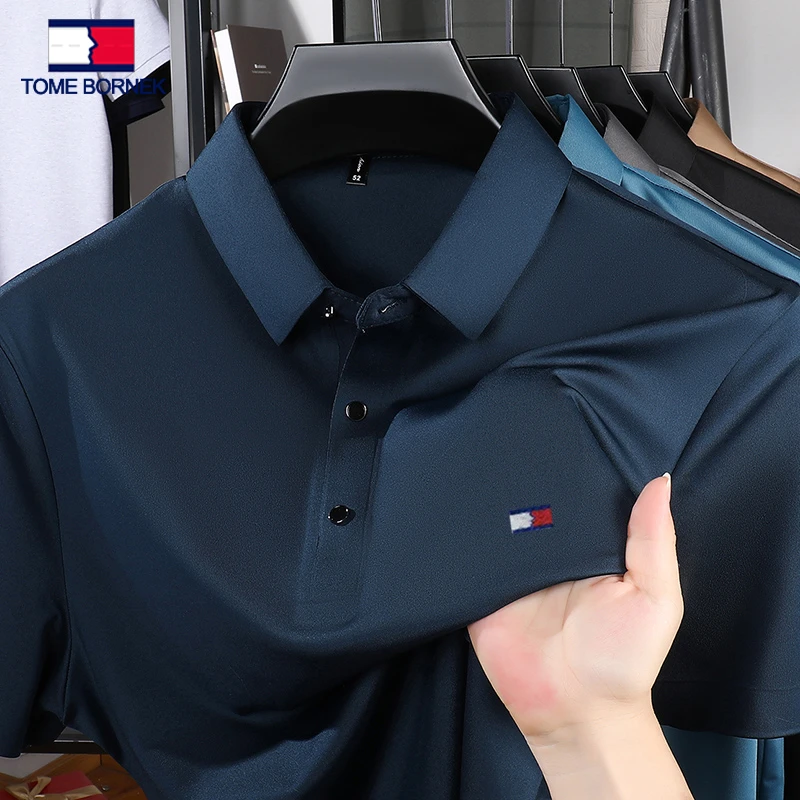 【官方正品】汤米希凯利短袖POLO衫男士商务休闲夏季透气无痕T恤衫