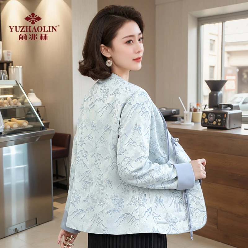 俞兆林妈妈春装新中式国风外套中老年女装春秋季短款盘扣唐装上衣