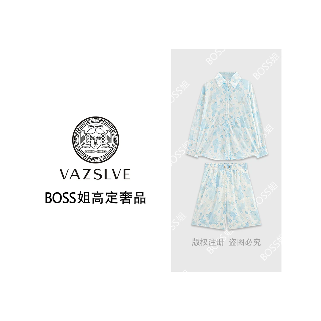 【VAZSLVE/原创设计】重工印花烫钻休闲套装TZ2213