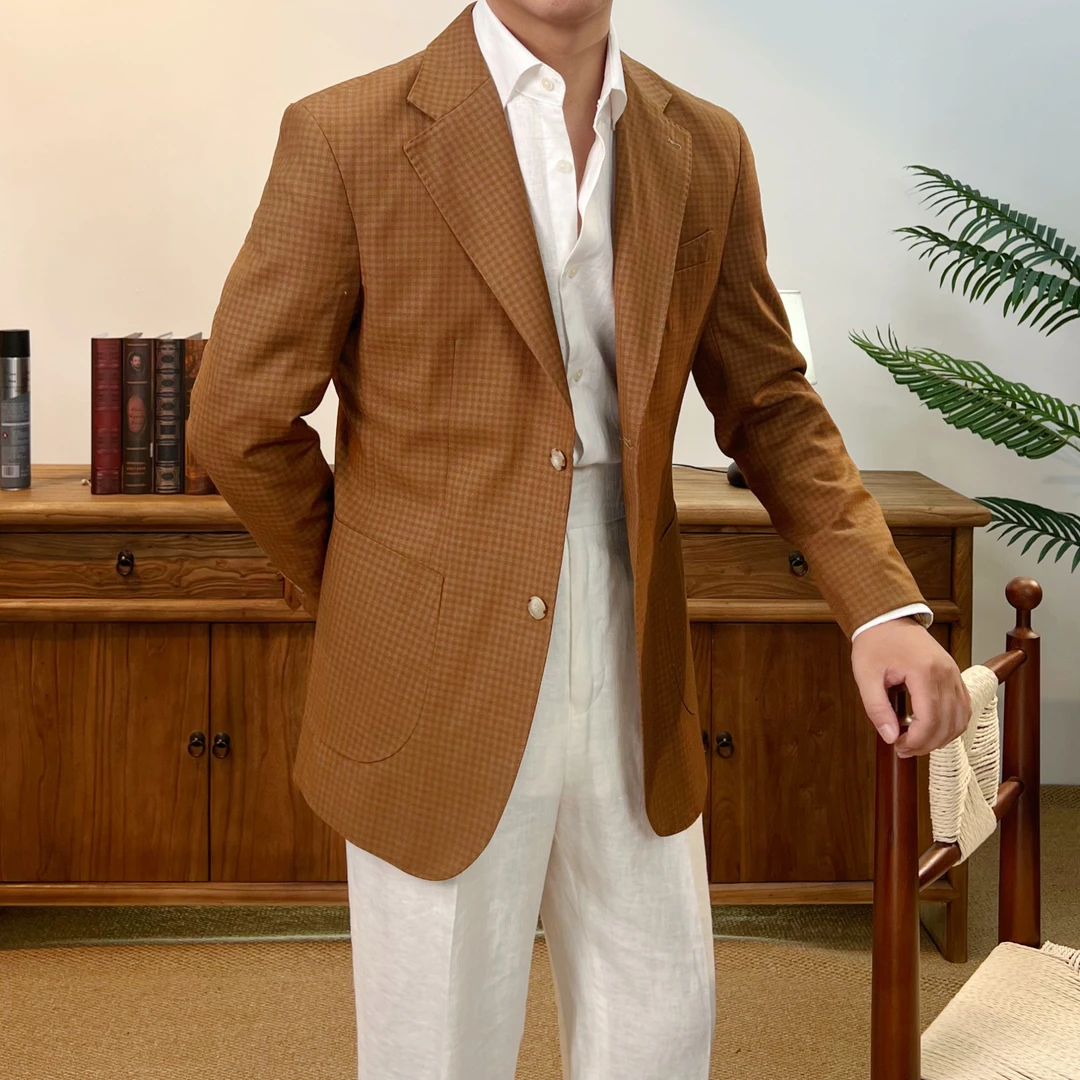 西格Xg 【单西】意式休闲时尚西服男款格纹西服单西705