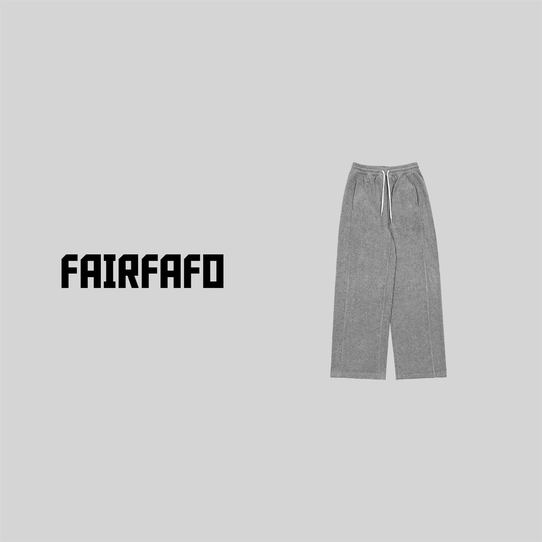 FAIRFAFO林肉肉高端直筒ins宽松纯色垂感抽绳休闲长裤KZJY41027