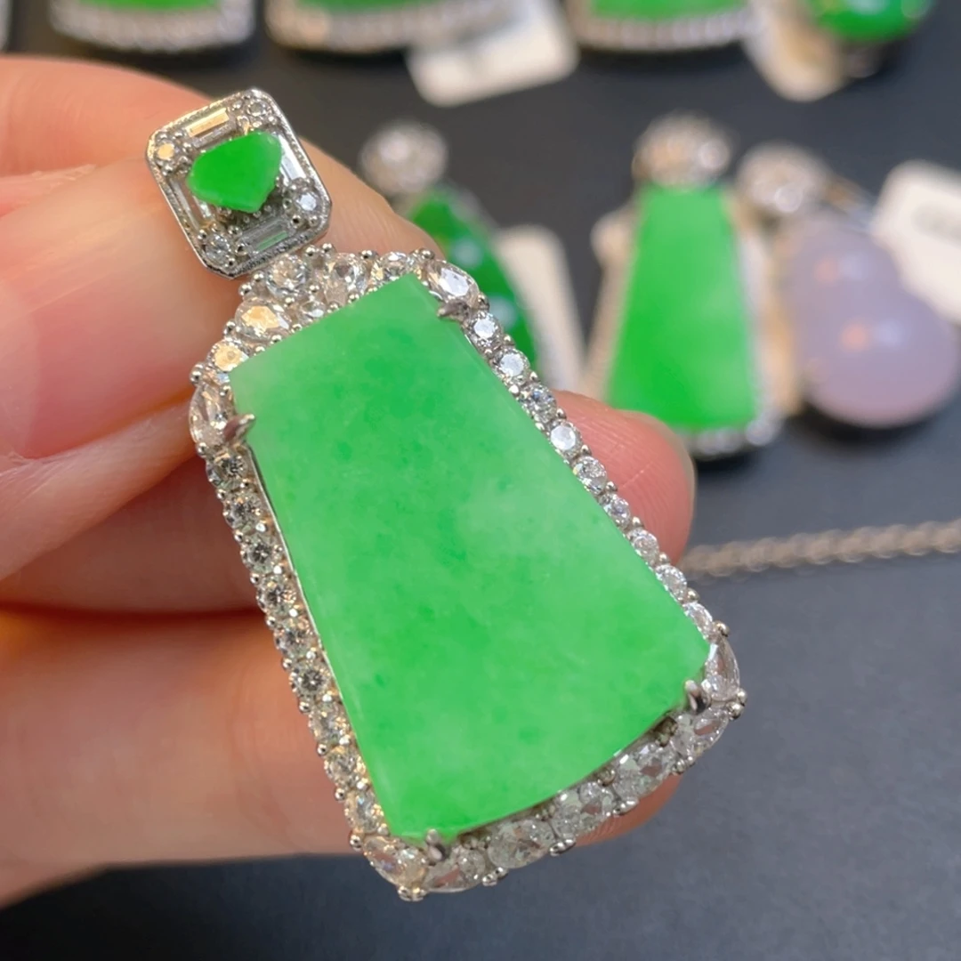 翡翠银S925镶嵌吊坠(不含链)