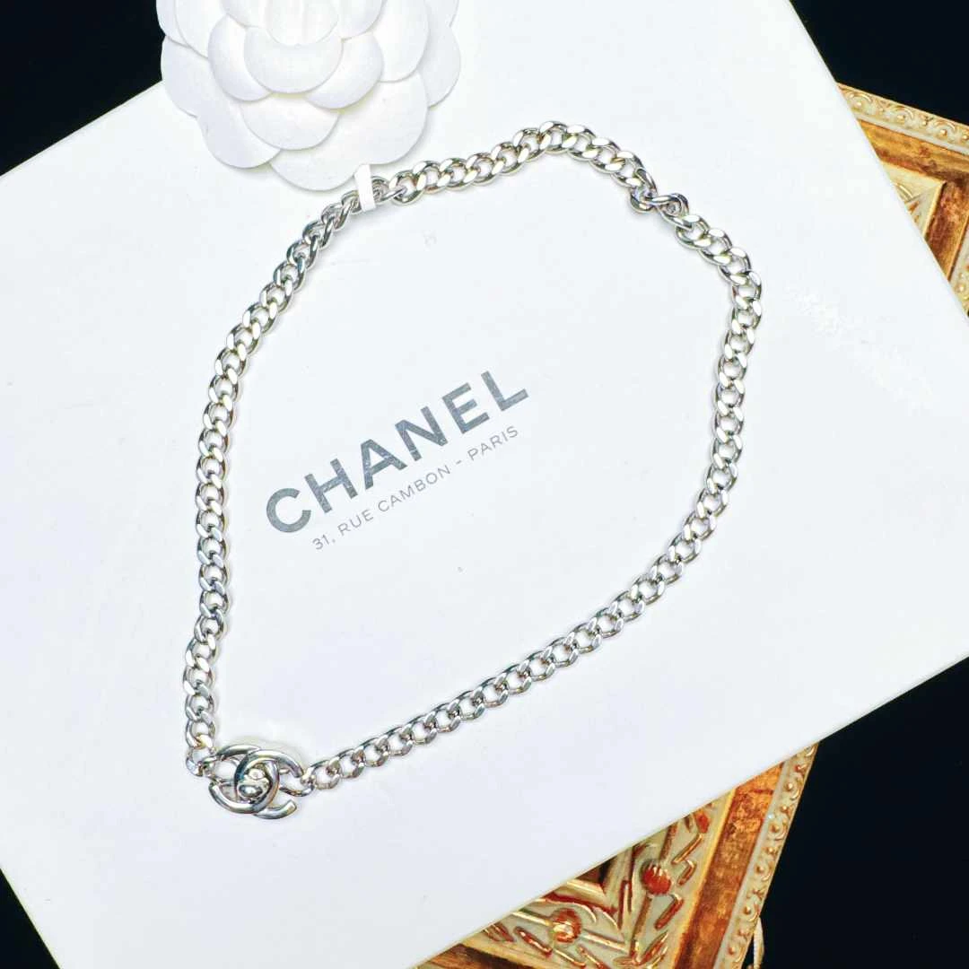 95新 Chanel/香奈儿 柚礼中古/香奈儿书包扣双C项链lq510001
