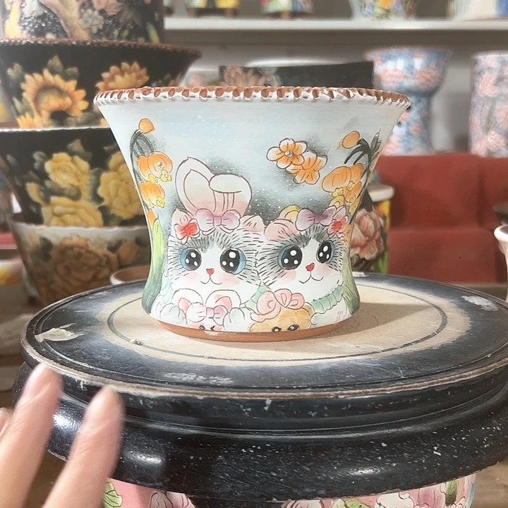 景德镇手绘花盆 满38包邮