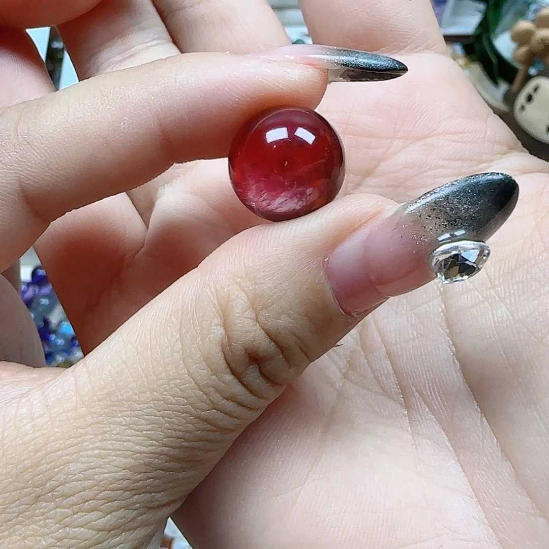 水晶手串未镶嵌米**米红胶花卡14