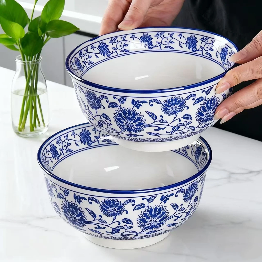 【精品7寸青花碗】面碗陶瓷餐具家用碗吃饭牛肉拉面专用饭碗拉面碗