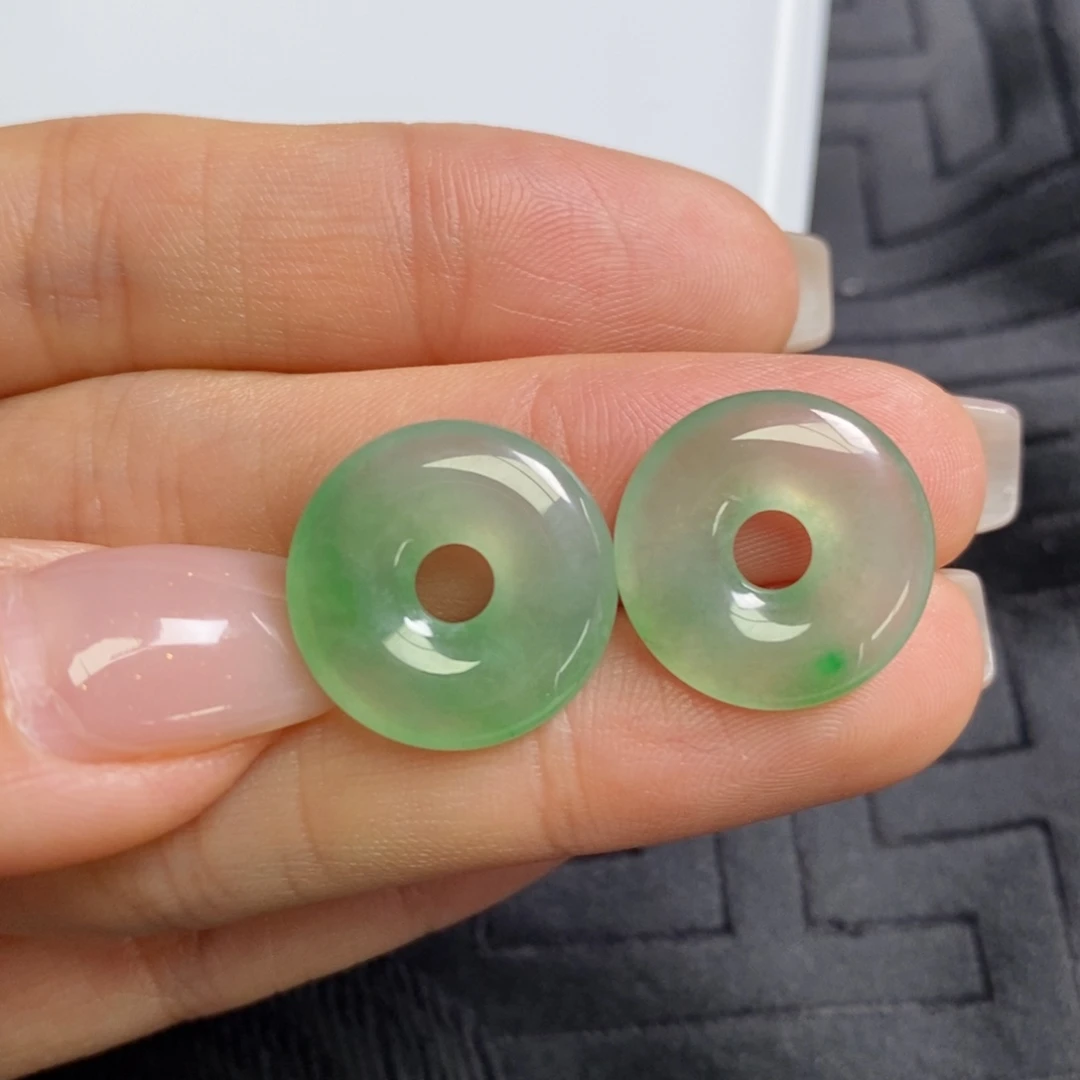 翡翠未镶嵌耳饰高冰甜甜圈