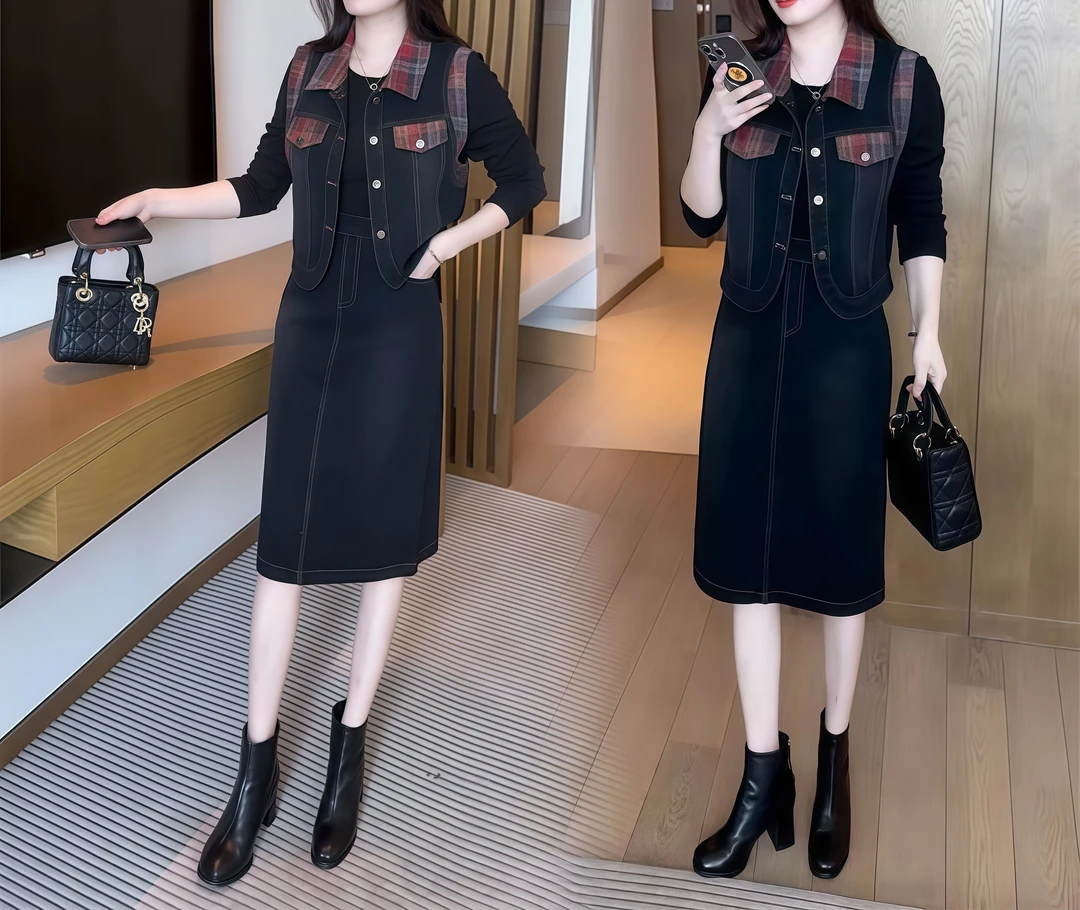 2025秋季新款时尚洋气穿搭气质休闲显瘦收腰减龄牛仔套装女