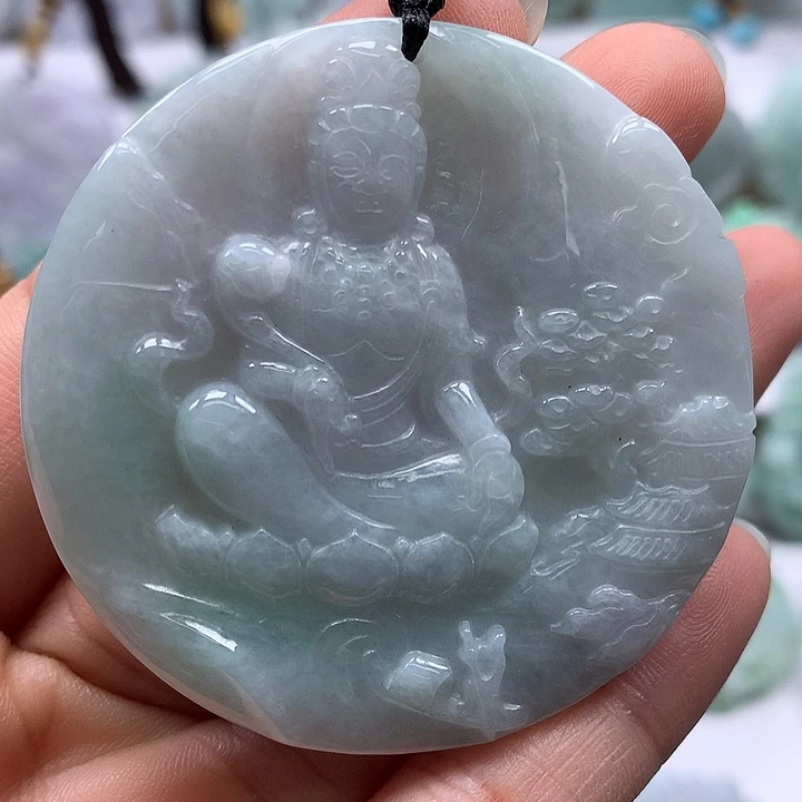 翡翠未镶嵌颈饰山水观音福利