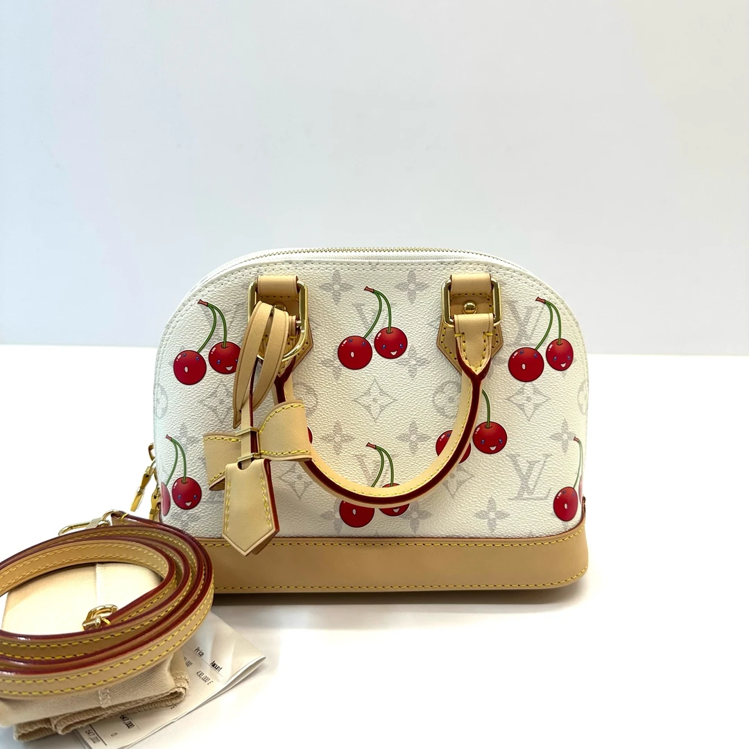 未使用 LouisVuitton/路易威登 a村上隆联名款Alma bb樱桃贝壳包