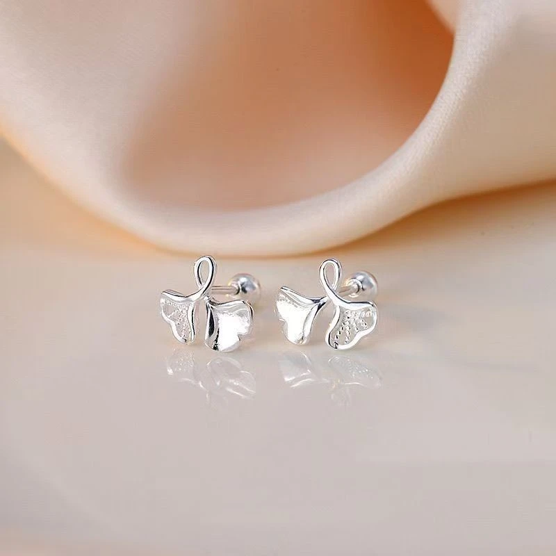 足银耳饰 银杏叶耳钉 新中式轻奢时尚百搭 YS119