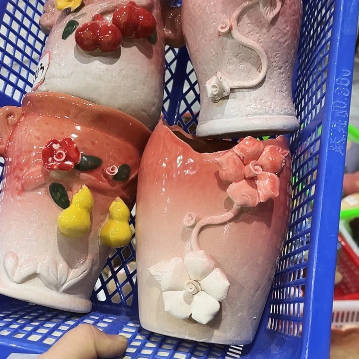 瓷片花盆多肉植物艺术品