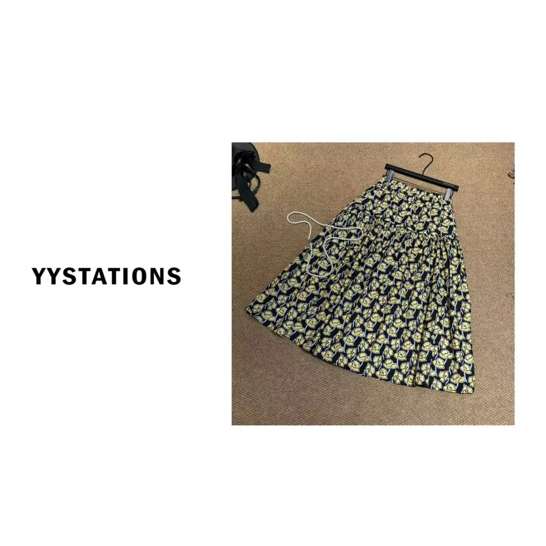 YYSTATIONS【无花果！】 韩系百搭碎花半身裙高腰显瘦A字裙-01167