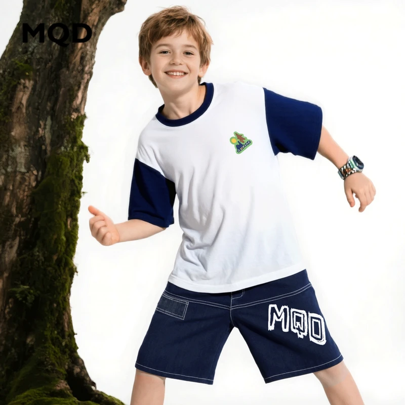 【套装】MQD2025夏季男大童时尚套装牛仔洋气休闲印花潮流MZW20306