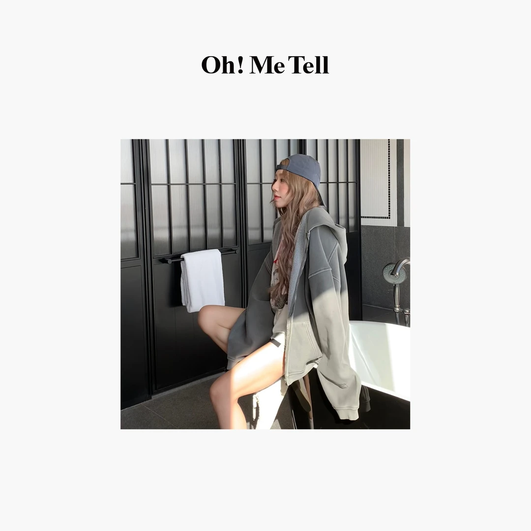 Oh！Me Tell【ROSE朴彩英MV大王同款】重工定制中性连帽拉链卫衣外套
